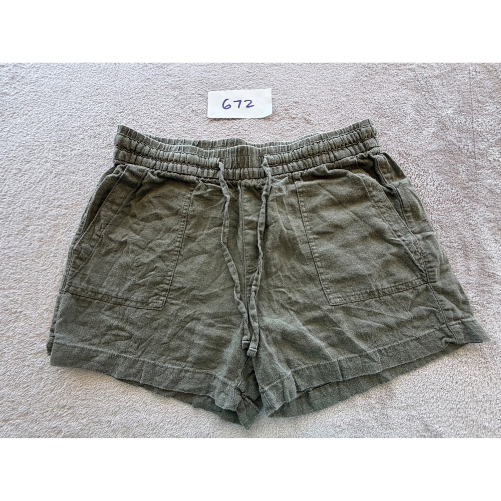 Old Navy Linen Blend Shorts Womens Small Green Drawstring Utility Pockets Z672